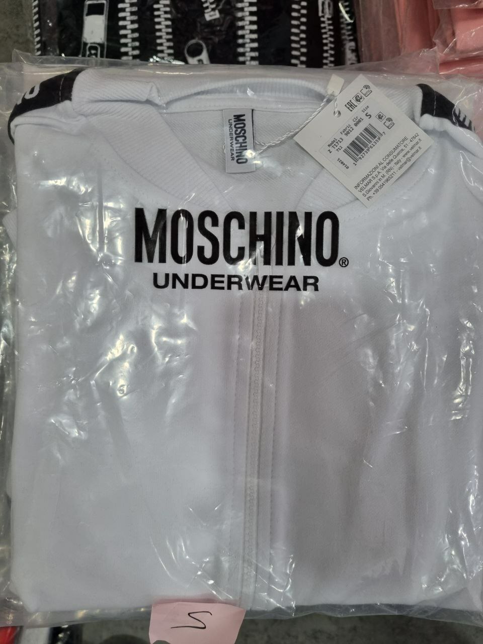 [S] MOSCHINO LOGO TAPE JACKET WITH ZIPPER,WHITE, ZT1713-9012-0001 (SM357)