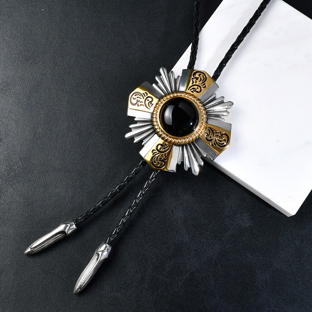 十字勳章 真皮皮繩 保羅領帶/BoloTie/美式領帶－快速出貨