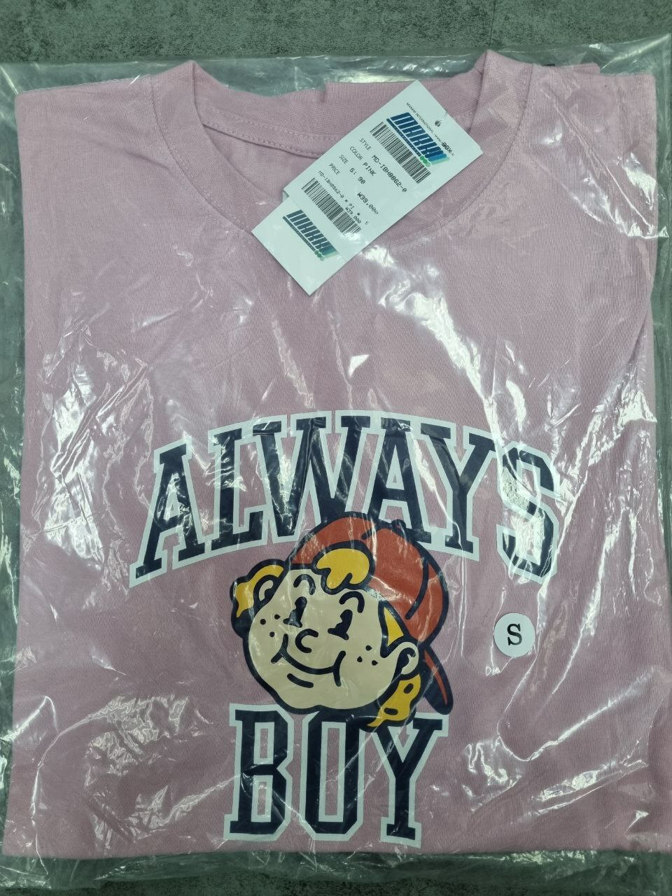 [S] MARK M ALWAYS BOY PRINT SHORT SLEEVE TSHIRT, PINK, MDIBH8862-PINK (SMKM38)