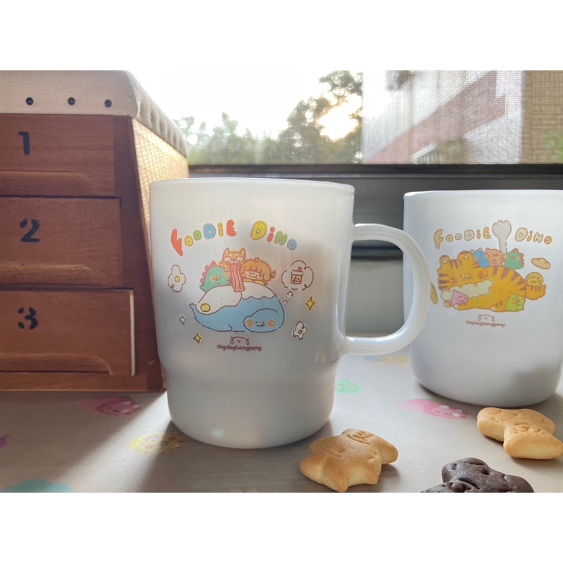 狗狗的小跳步，繪蹦砰｜奶白玻璃杯｜雷龍款