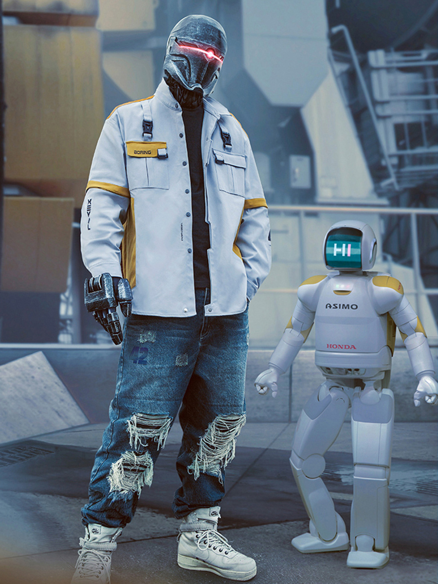 不作惡「機械師襯衫」賽博朋克可拆卸工裝襯衫