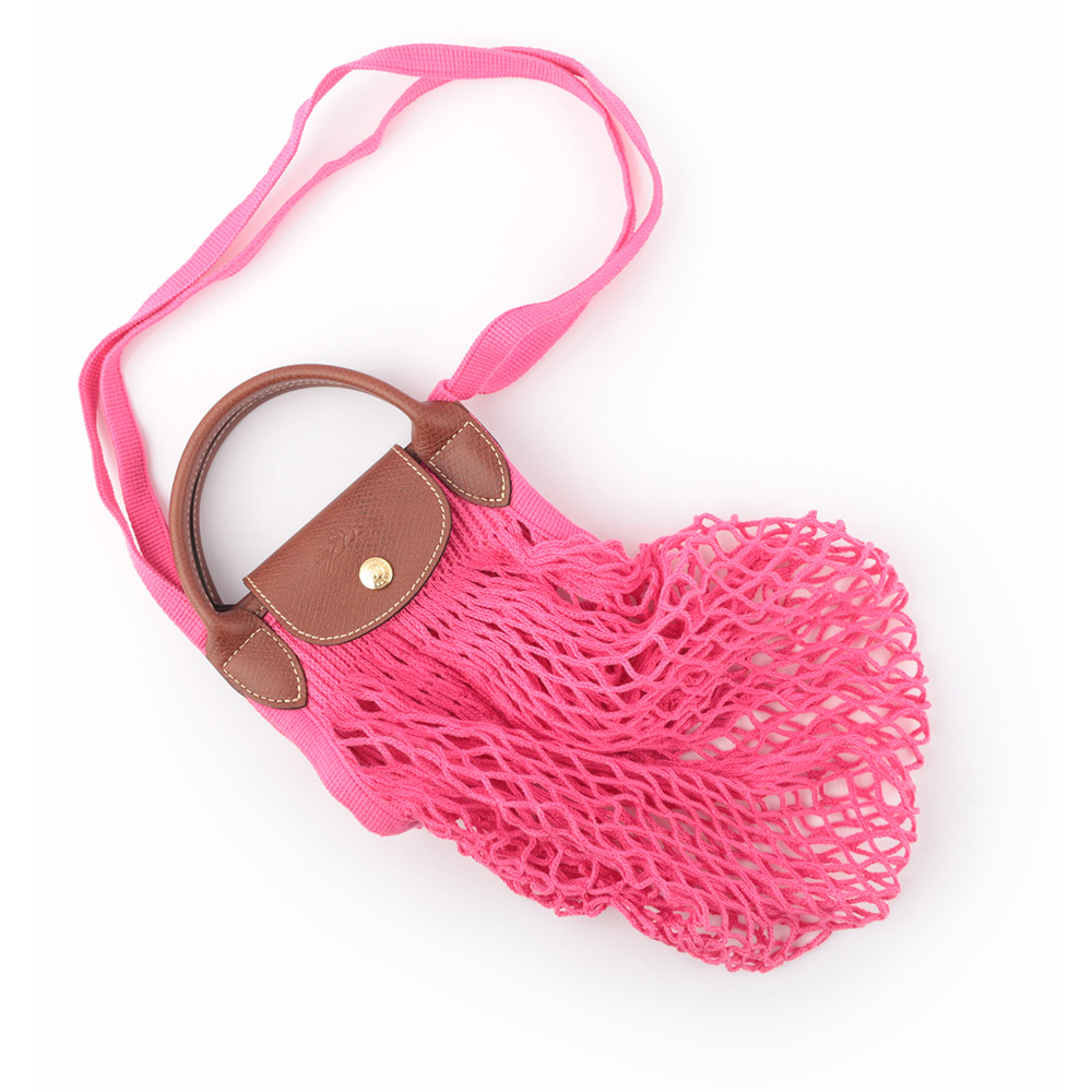 【LONGCHAMP】LE PLIAGE FILET 二用漁網包(糖果粉)