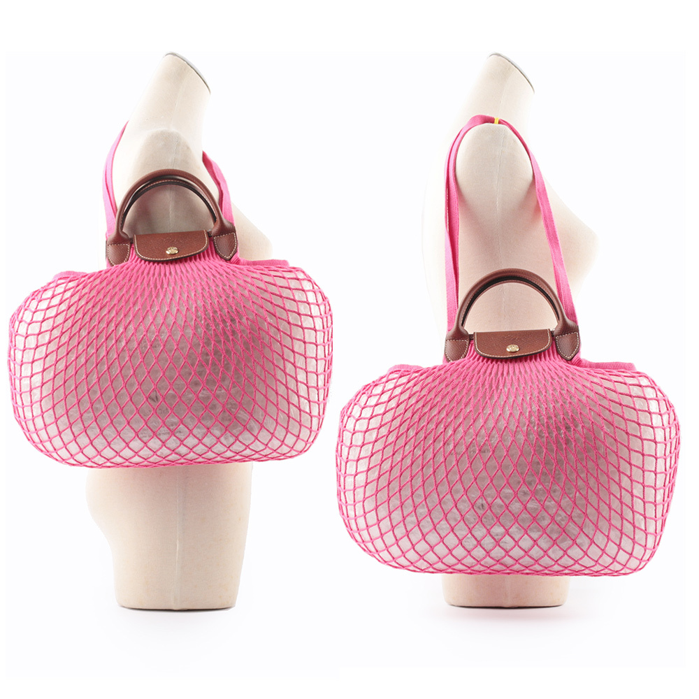 【LONGCHAMP】LE PLIAGE FILET 二用漁網包(糖果粉)