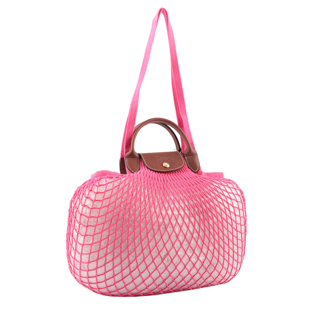 【LONGCHAMP】LE PLIAGE FILET 二用漁網包(糖果粉)