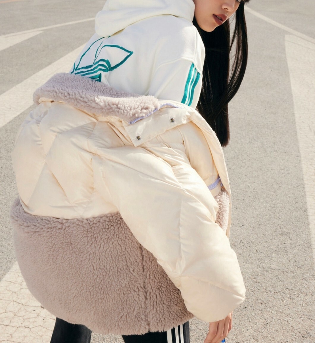 ADIDAS DOWN SHERPA MIX 女 外套 米白 HS9524 Dec lu
