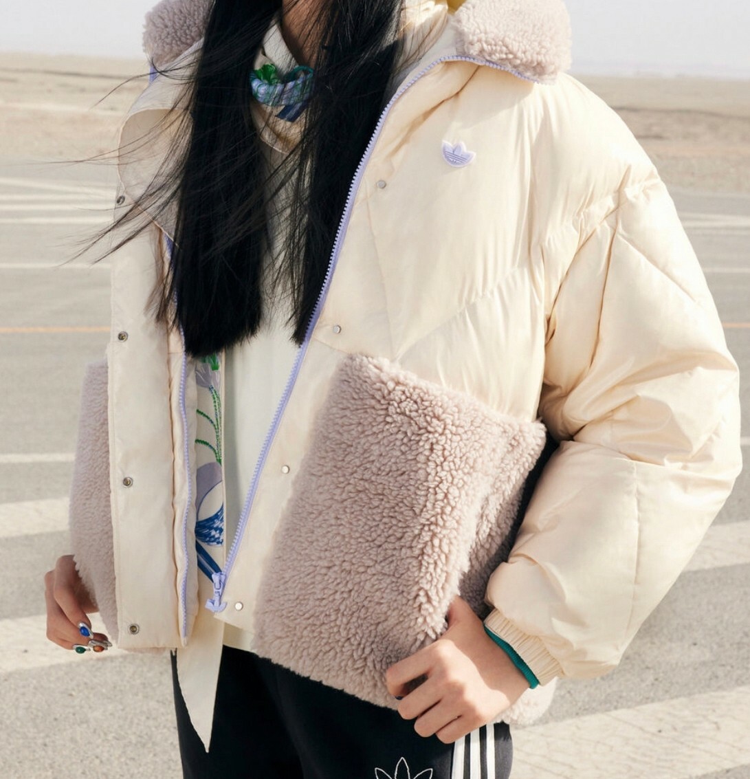 ADIDAS DOWN SHERPA MIX 女 外套 米白 HS9524 Dec lu
