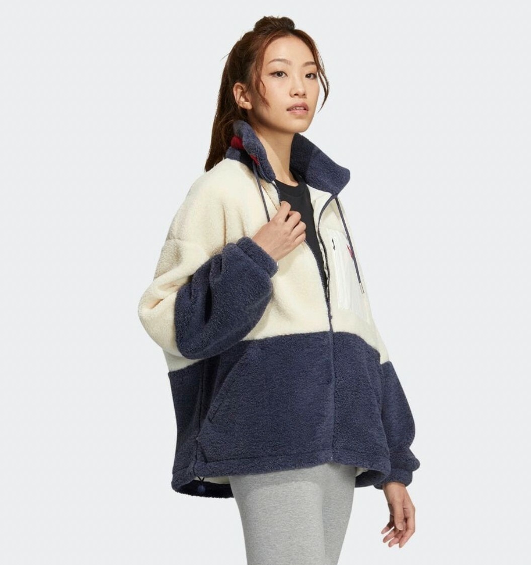 ADIDAS SHORT SHERPA JK 女 仿羊羔絨外套 白藍紅 HR3456 Declu