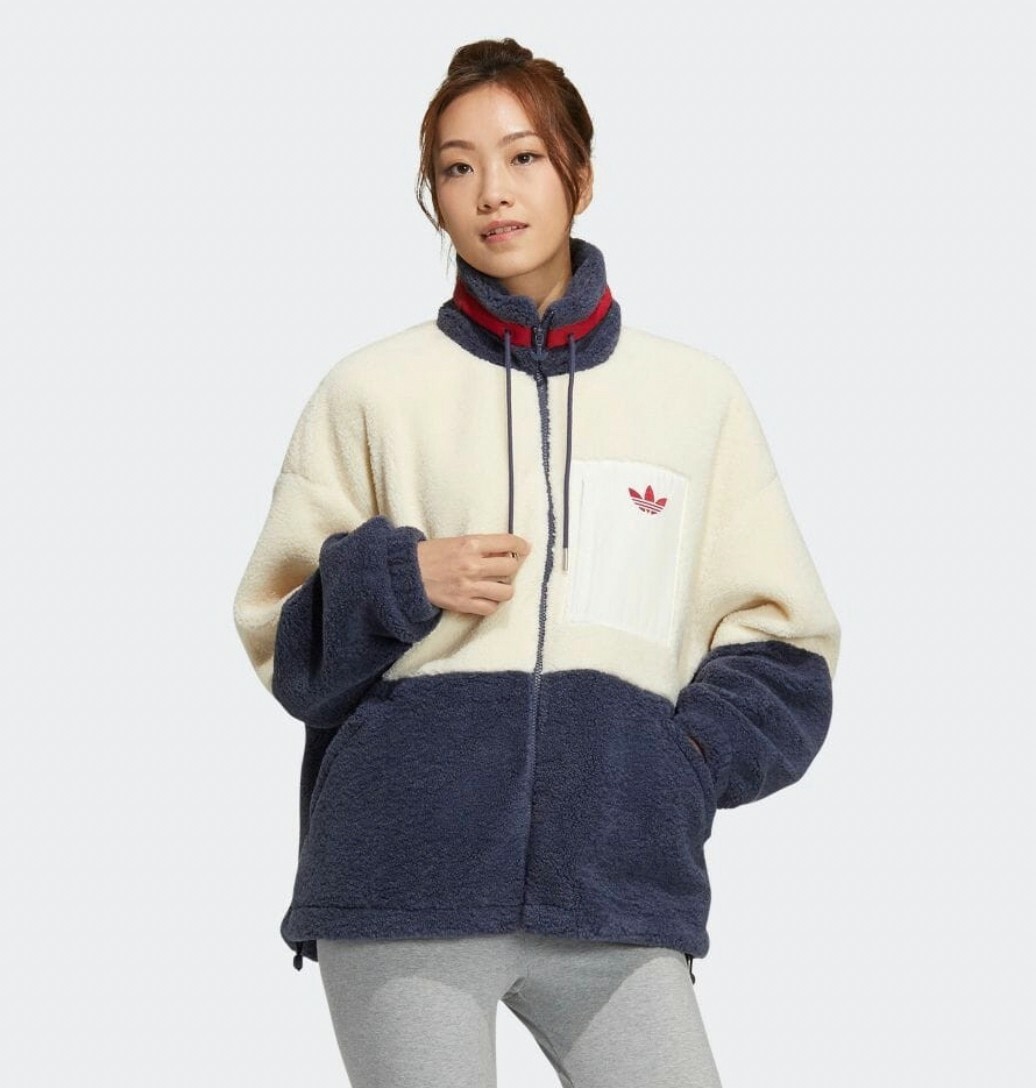 ADIDAS SHORT SHERPA JK 女 仿羊羔絨外套 白藍紅 HR3456 Declu