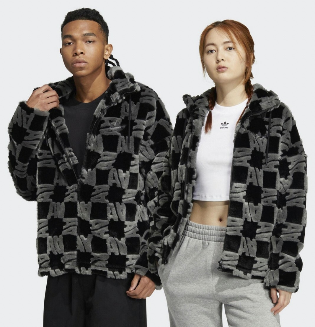 ADIDAS AOP FUR JACKET 男女 人造毛皮外套 黑 HR3453 Dec lu