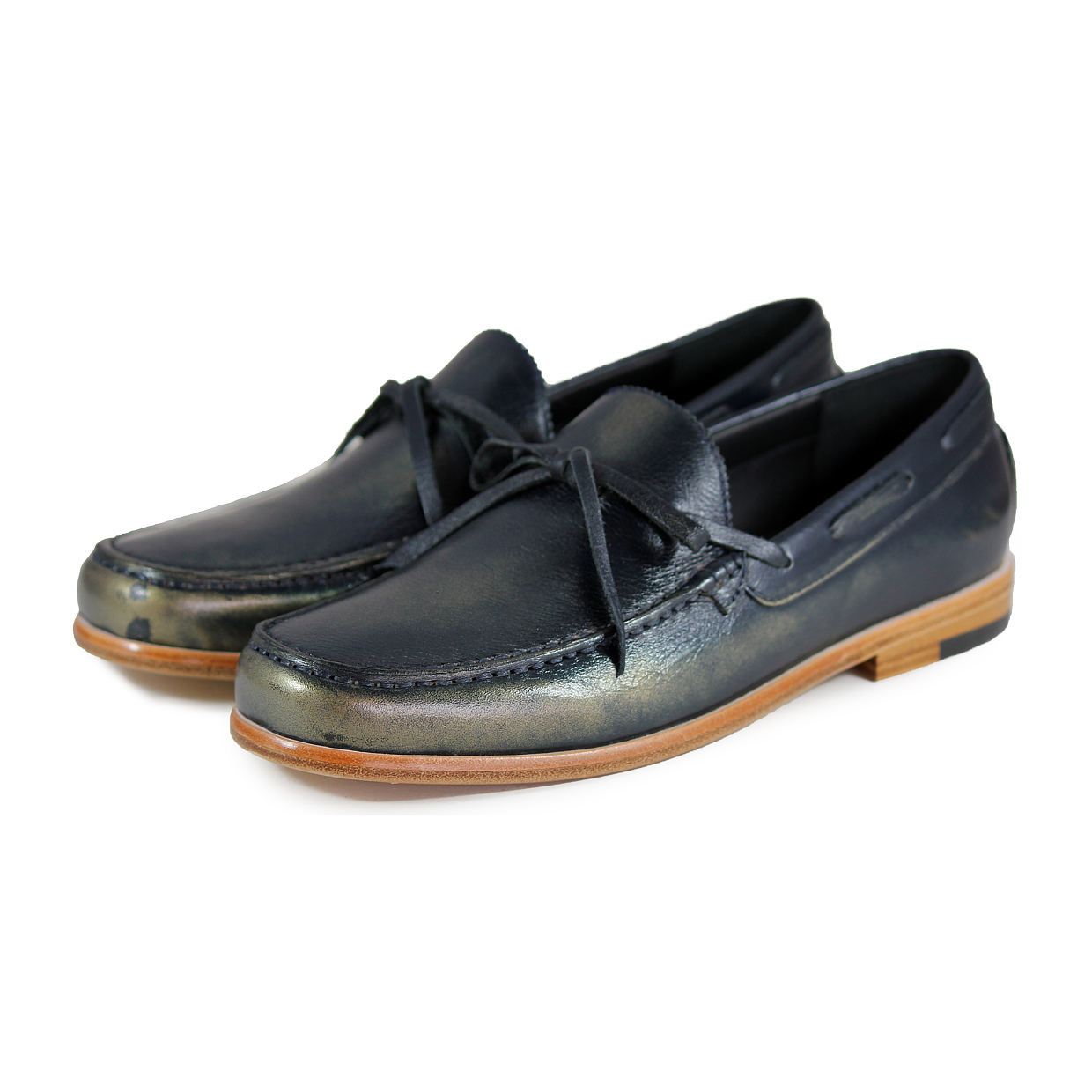 Toadflax M1122 Metalbrush Navy Leather loafers