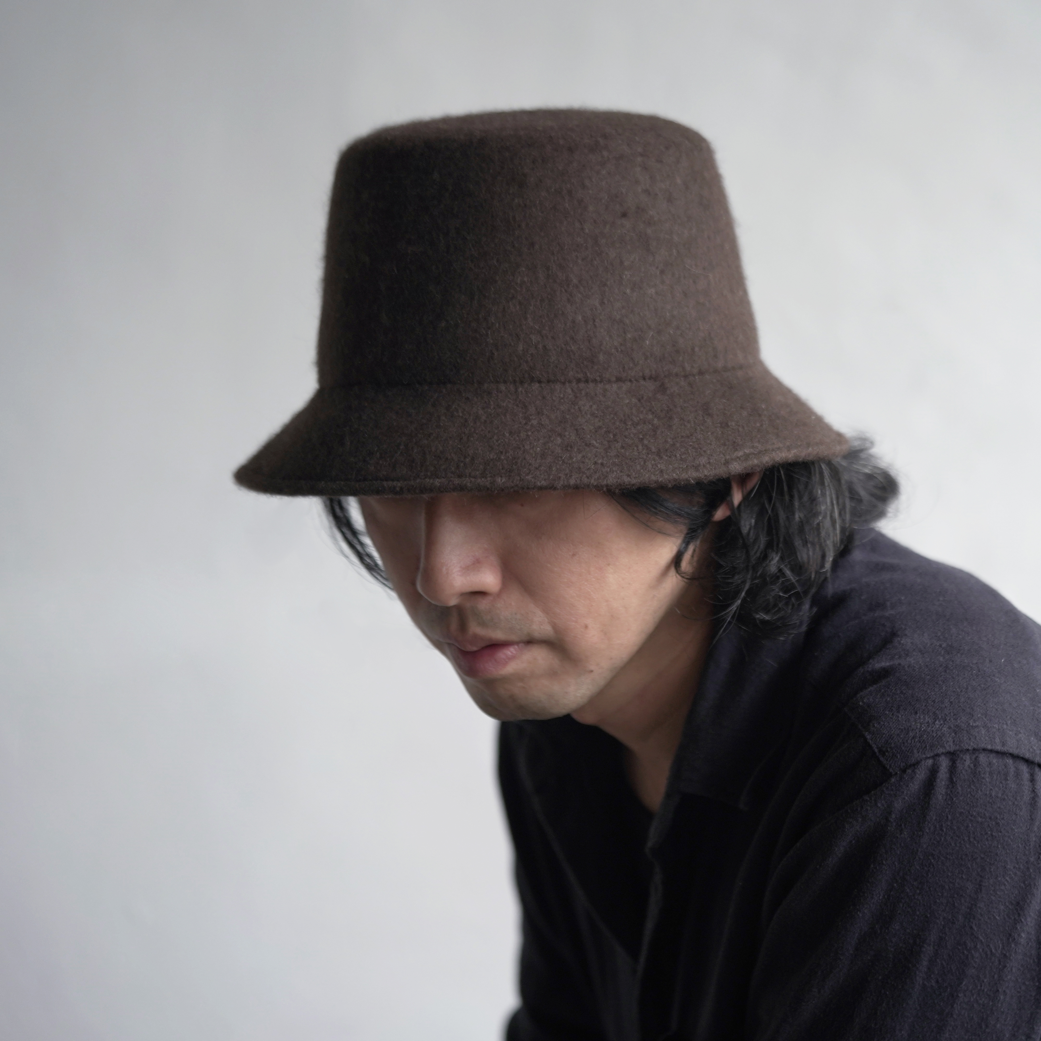 犛牛絨毛氈水桶帽 - 棕｜中國藏區