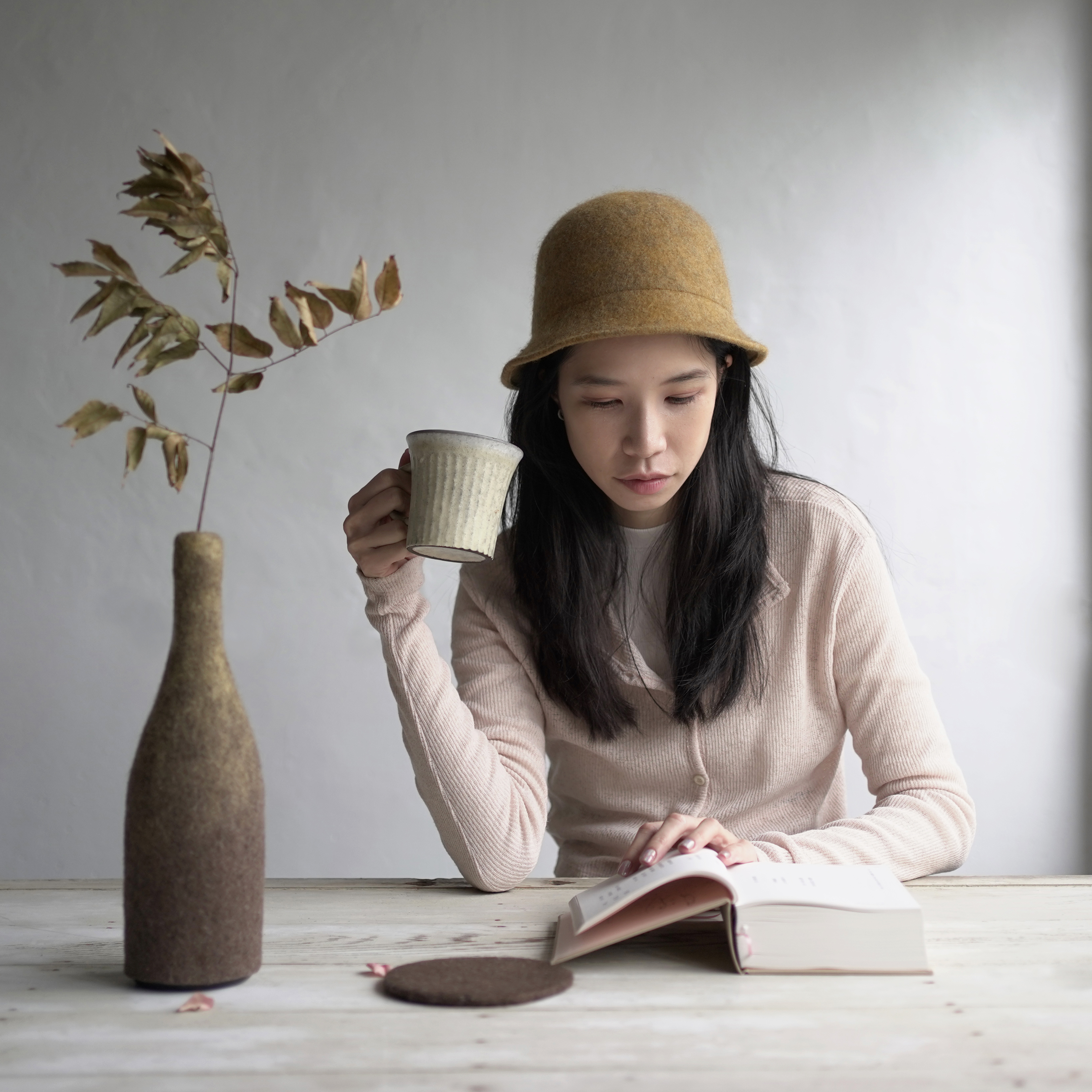 犛牛絨毛氈鐘型帽- 芥黃｜中國藏區