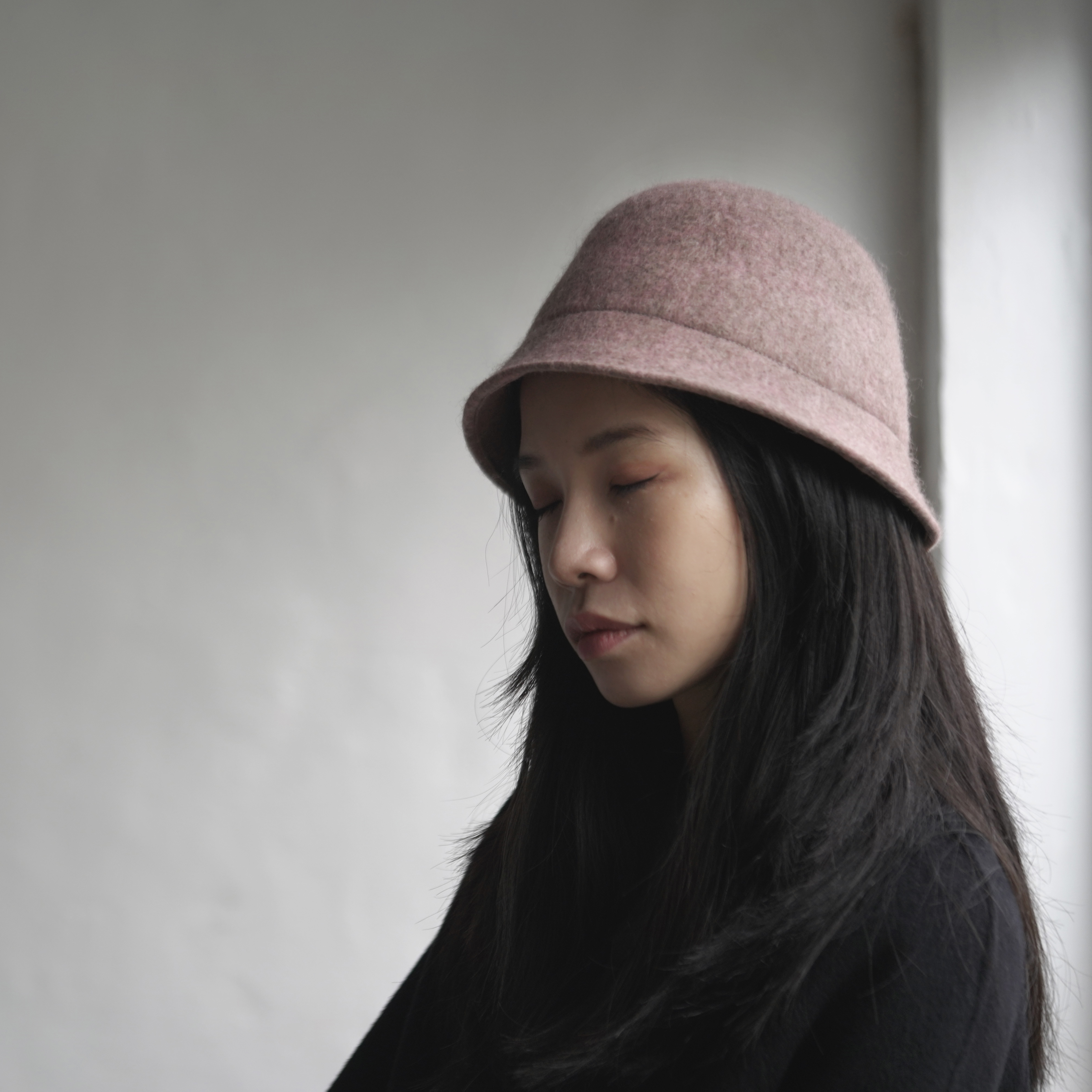 犛牛絨毛氈鐘型帽- 灰粉｜中國藏區