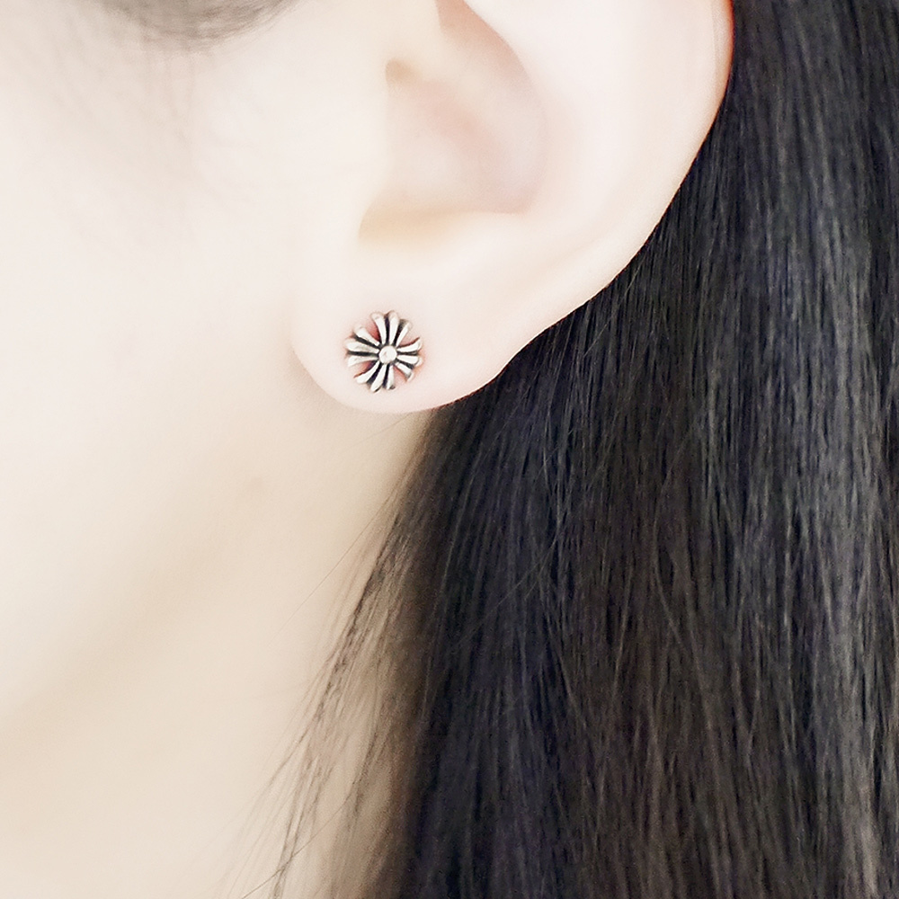 復古十字花純銀耳環/SE589 |信仰 中性男女生款 耳釘