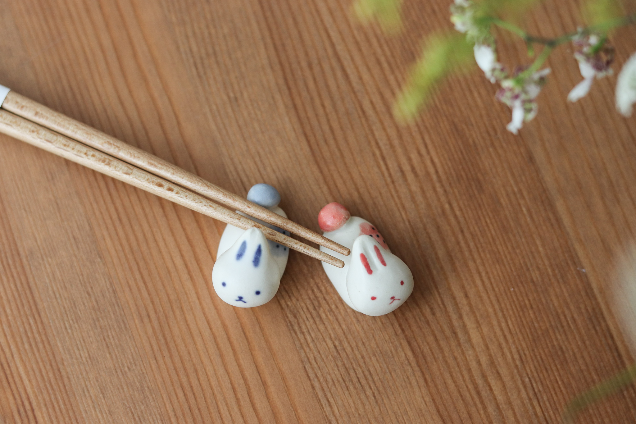 日本 美濃燒 福梅兔 筷架