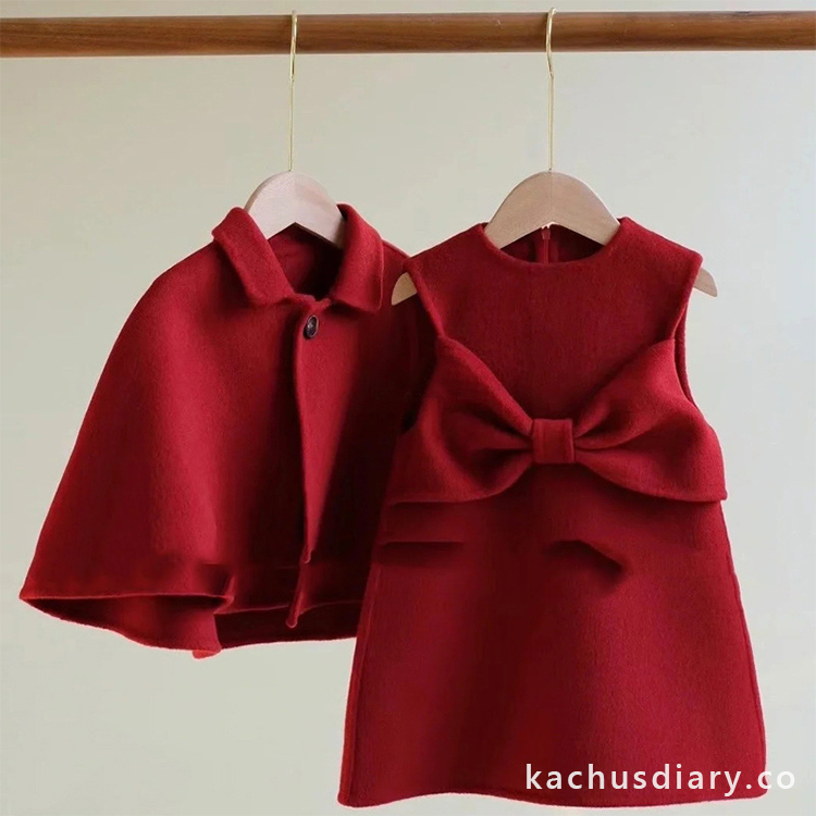 Girl's red big bow dress