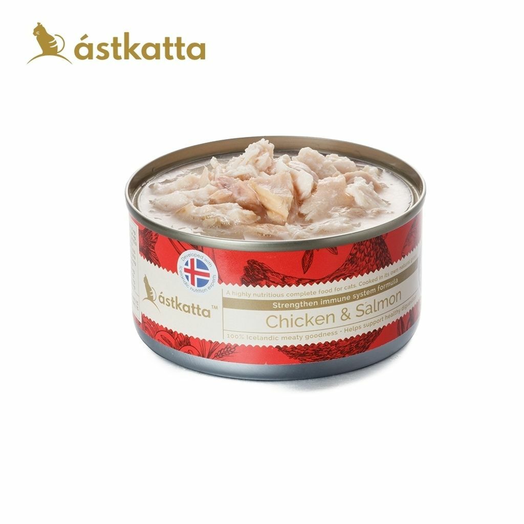 【Astkatta冰島】 低脂無穀健康鮮燉貓罐頭（嫩雞+海洋鮭雙拼）80g
