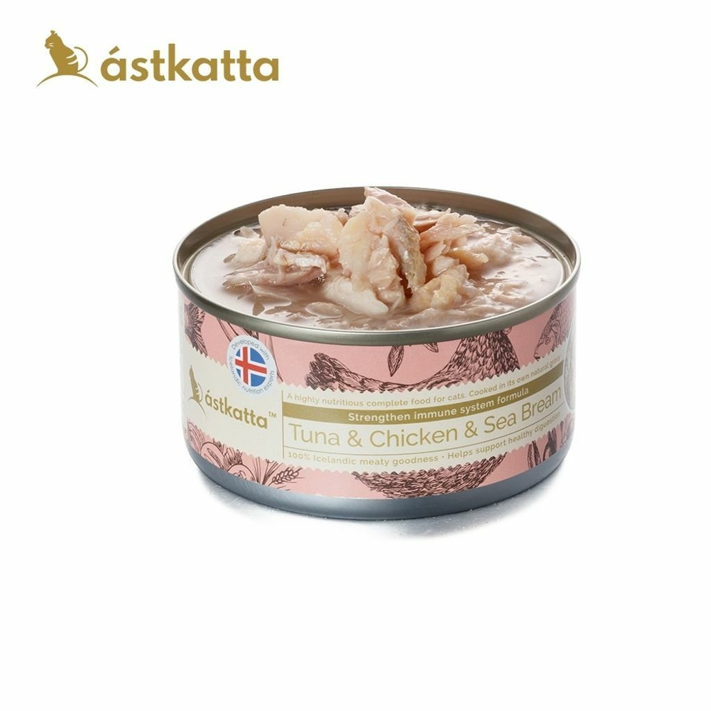 【Astkatta冰島】 低脂無穀健康鮮燉貓罐頭（鮪魚+嫩雞+海鱸）80g