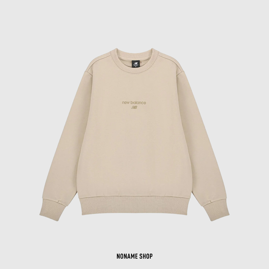 NEW BALANCE 刺繡 LOGO 大學T 奶茶色 (男款)