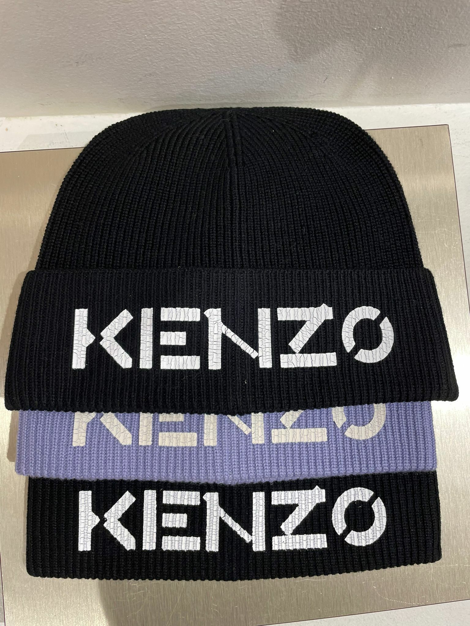 KENZO WOOL BEANIE WITH WORDS LOGO