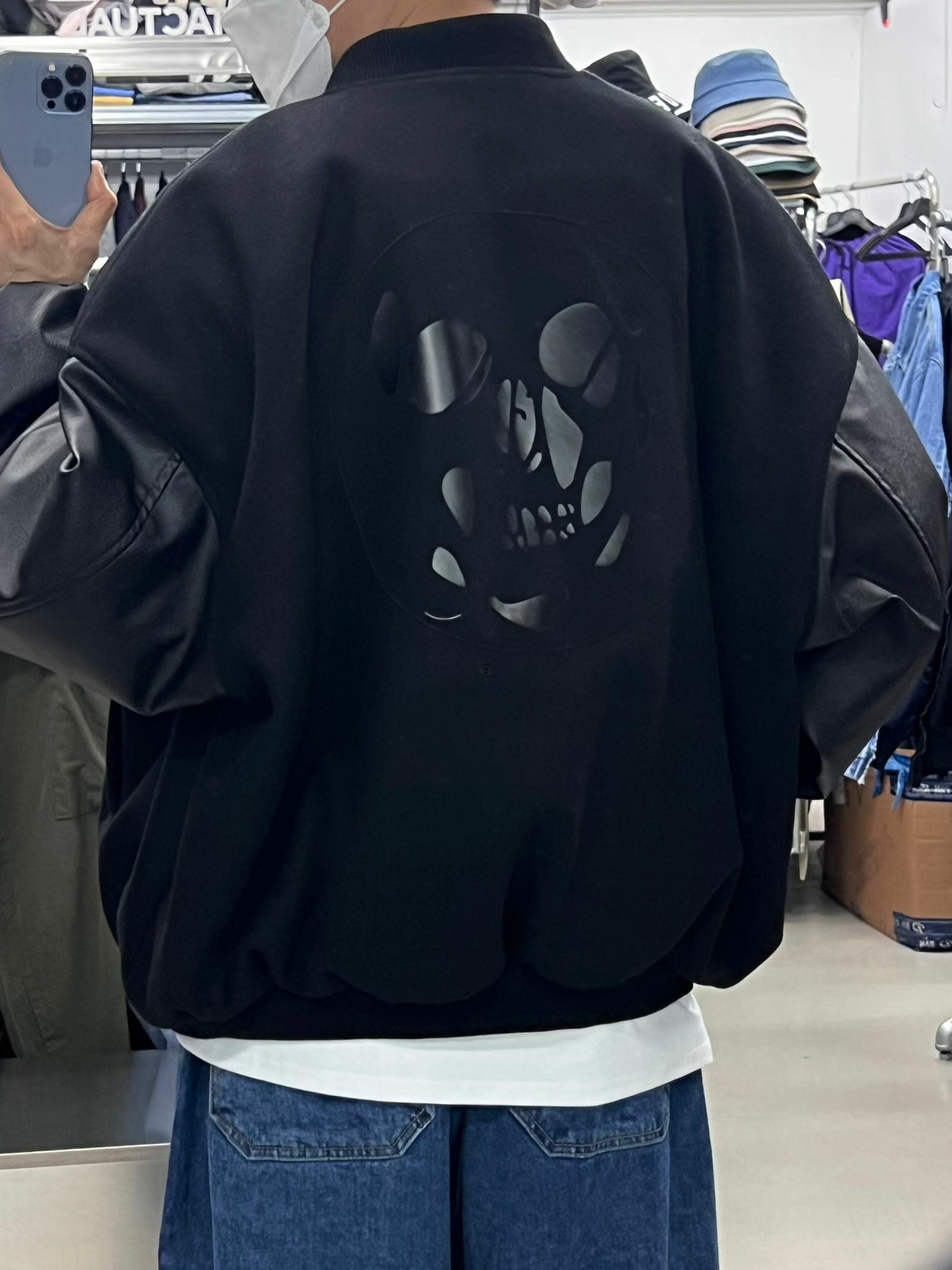 拼皮袖夾棉棒球褸 JK2148