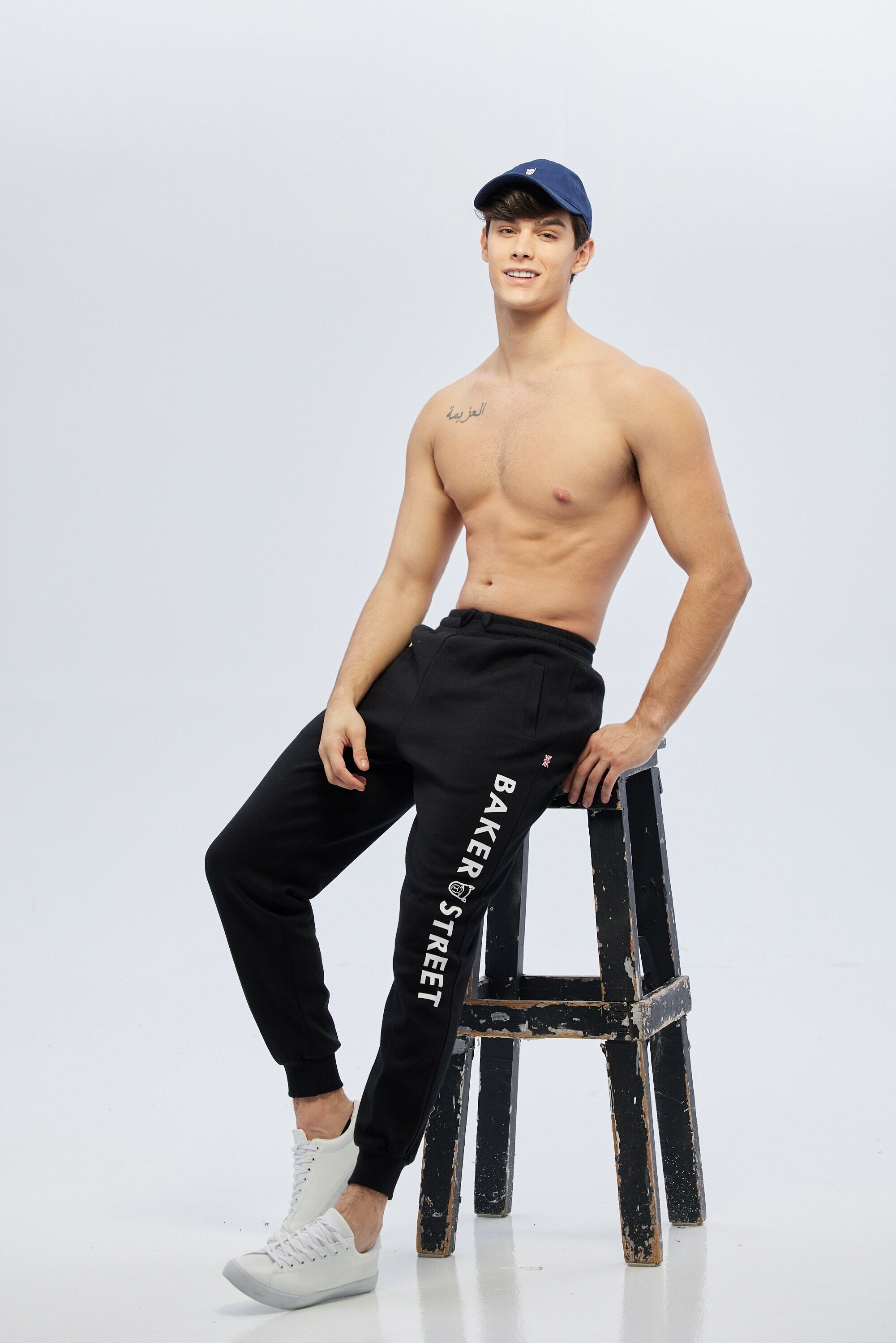 LOGO棉質縮口長褲