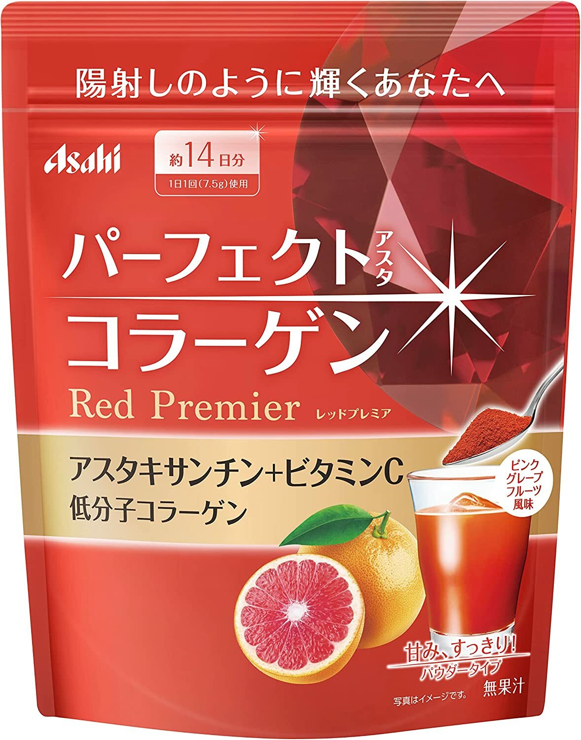 ASAHI COLLAGEN Perfect Asta Collagen Powder Red Premier 蝦青素抗氧化膠原蛋白粉 西柚風味 14日份