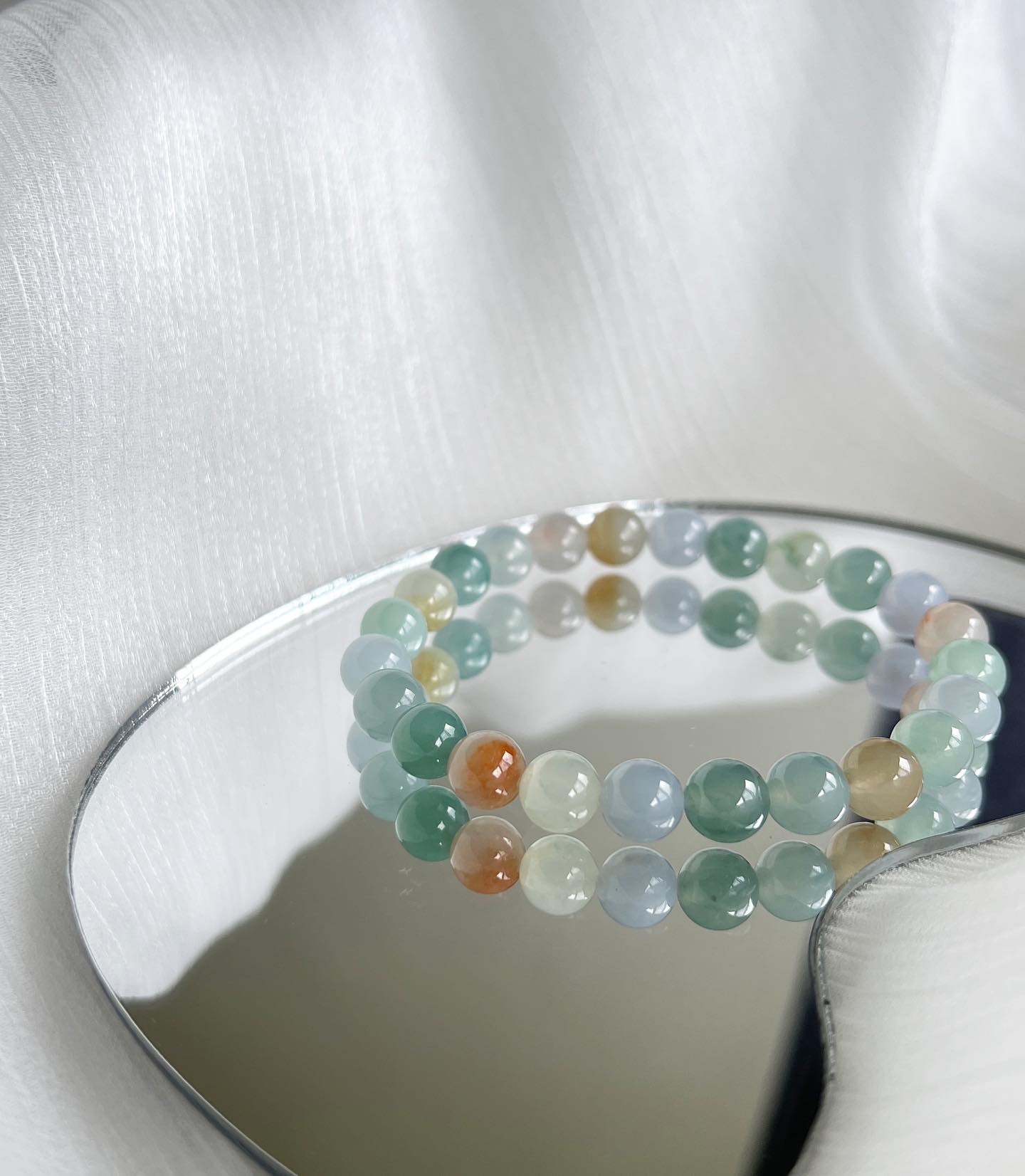 精品款冰透翡翠珠串