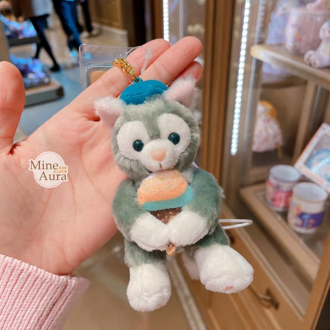 下午茶系列 傑拉托尼 畫家貓 Gelatoni 坐姿 吊飾 鑰匙圈 -上海迪士尼樂園