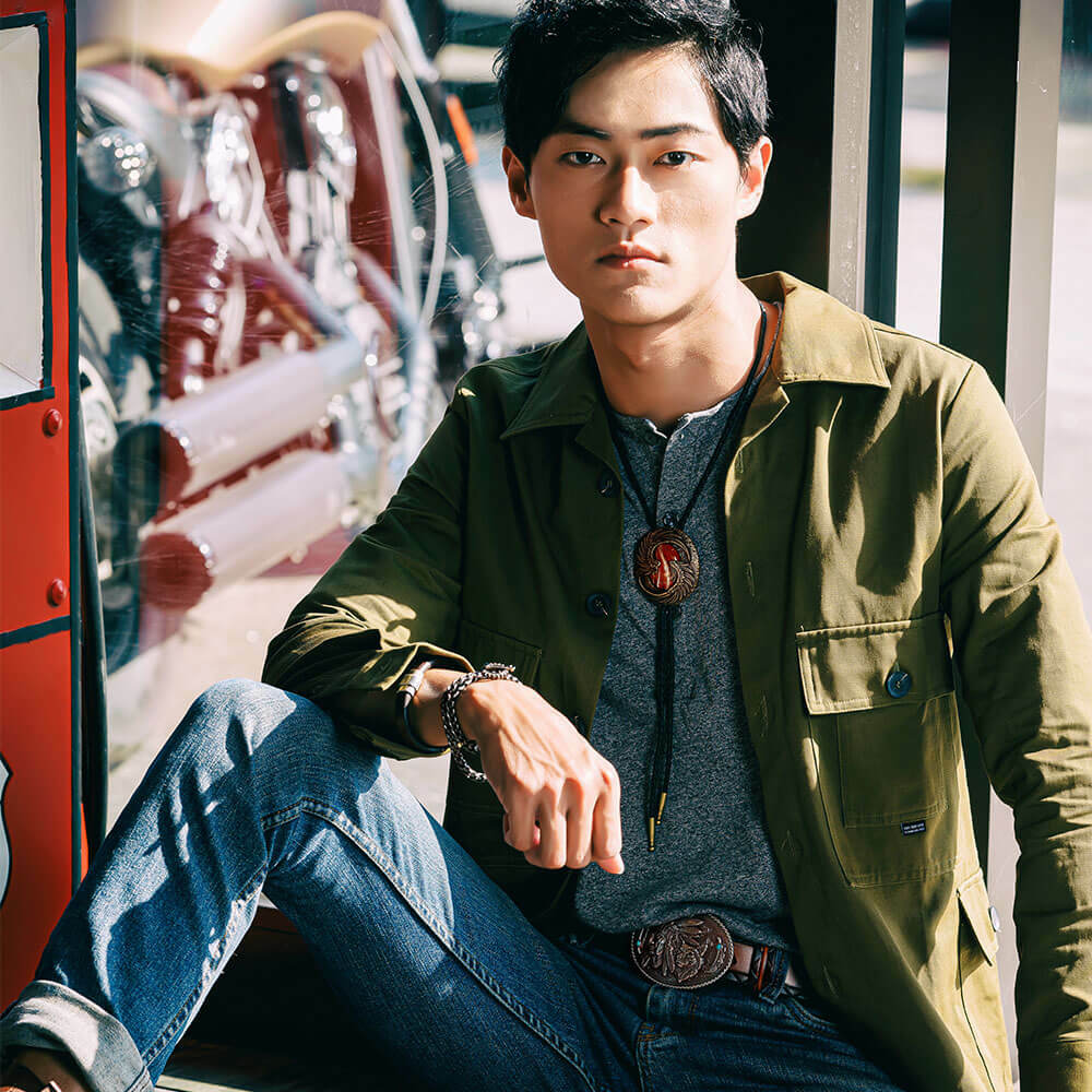 鳳凰之心 真皮皮繩 保羅領帶/BoloTie/美式領帶－快速出貨