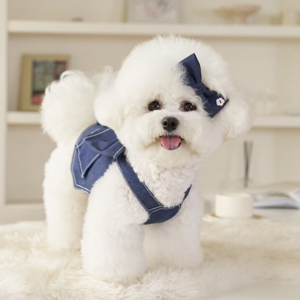 牛仔俏皮蝴蝶帶短版上衣 - 背心-It’s sunny outside寵物服飾