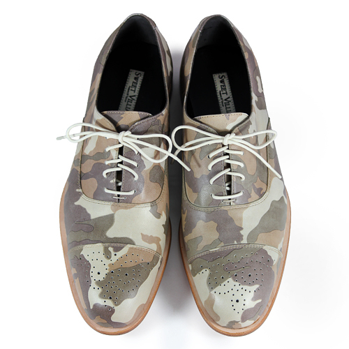 Spurge Laurel M1124 Camo Grey Leather Oxford Shoes