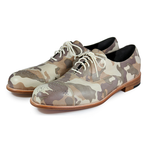 Spurge Laurel M1124 Camo Grey Leather Oxford Shoes