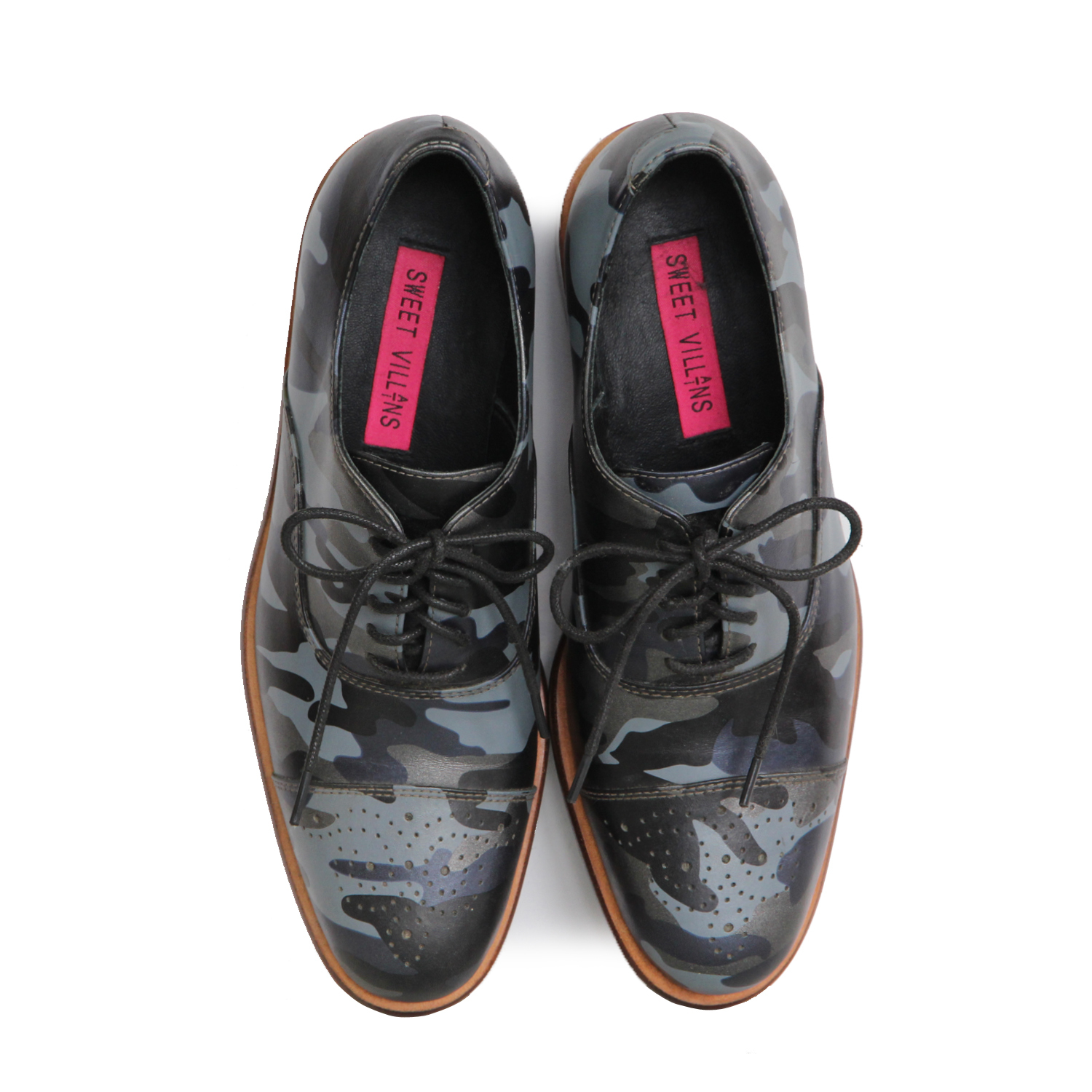 Spurge Laurel M1124 Camo Blue Leather Oxford Shoes