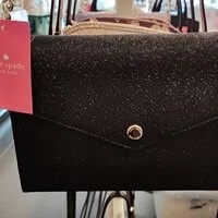 [S] KATE SPADE K9336 TINSEL GLITTER FABRIC FLAP CROSSBODY BAG,BLACK, 196021189951 (SKS346)