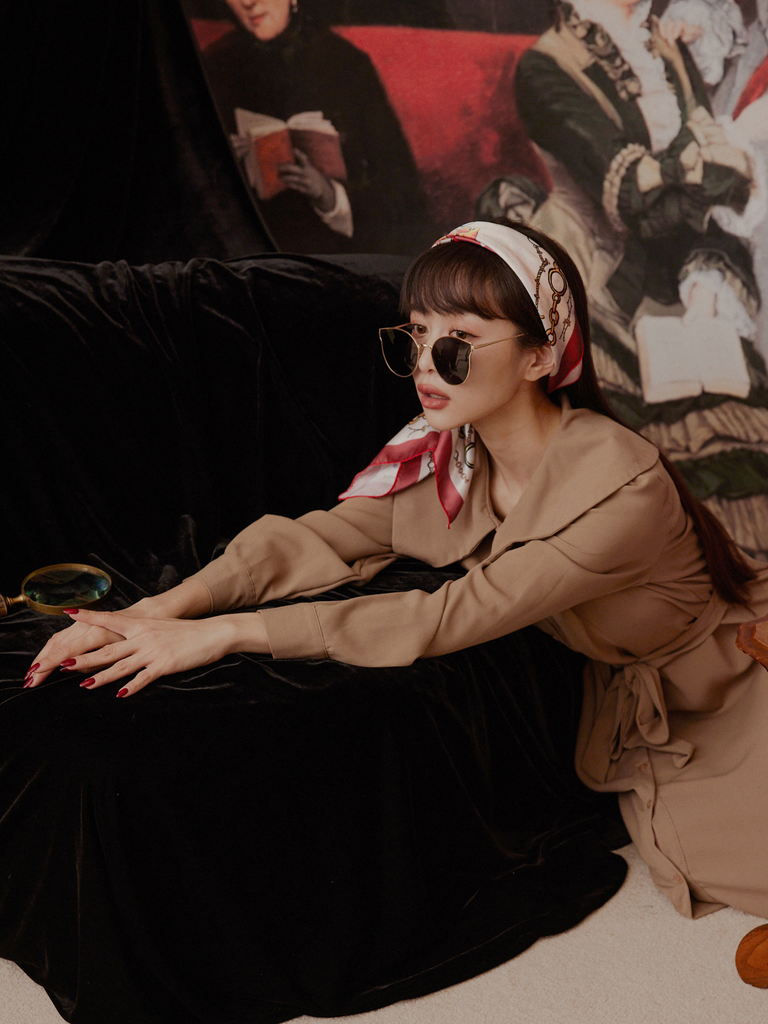 Muchat x Ounce 聯名浮世花卉絲巾-紅