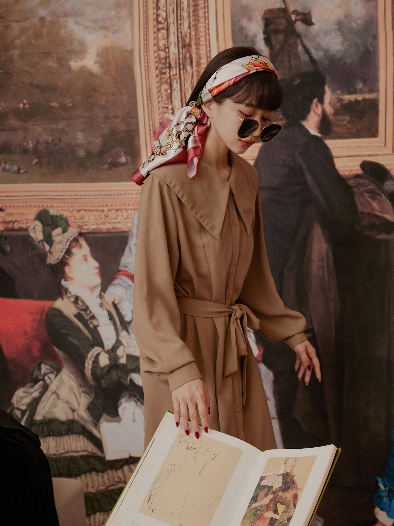 Muchat x Ounce 聯名浮世花卉絲巾-紅