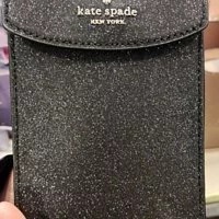[S] KATE SPADE K9393 TINSEL GLITTER FABRIC NORTH SOUTH PHONE CROSSBODY,BLACK, 196021186059 (SKS357)