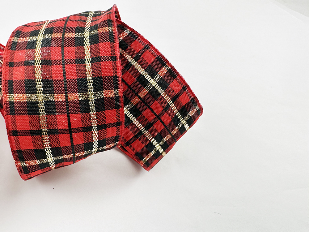 英式 紅黑格紋/金蔥鐵絲/38mm