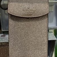 [S] KATE SPADE K9393 TINSEL GLITTER FABRIC NORTH SOUTH PHONE CROSSBODY,ROSE GOLD, 196021186042 (SKS361)