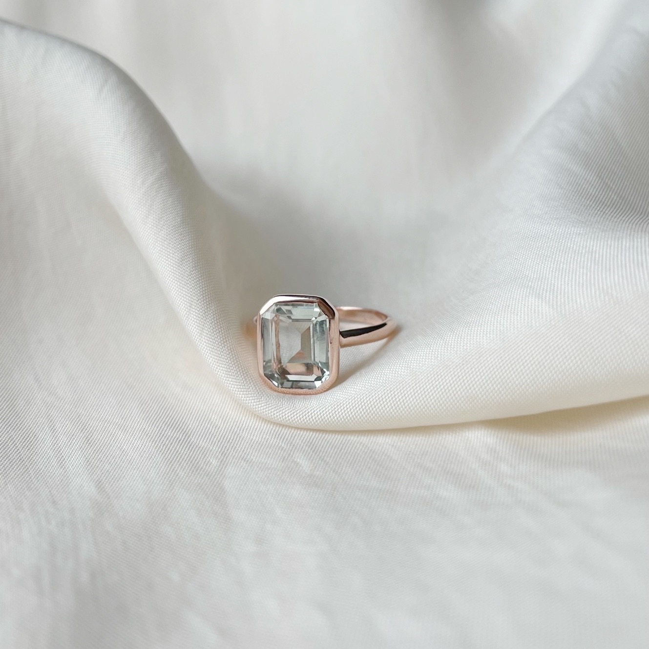 Emerald cut綠色紫水晶戒指