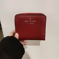 [S] KATE SPADE WLR00634 WOMEN'S PLAIN BI-FOLD WALLET LEATHER,RED CURRAN, 196021187490 (SKS383)