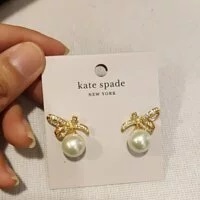 [S] KATE SPADE KA241 ALL TIED UP PAVED DROP EARRINGS GOLD TONE,CREAM GOLD, 196021195303 (SKS386)
