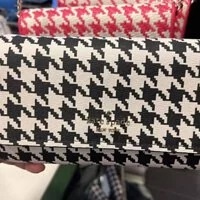 [S] KATE SPADE K9155 HOUNSTOOTH PRI CHAIN WALLET CROSSBODY,BLACK MULTI, 196021116841 (SKS391)