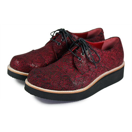 Hazel M1126B Burgundy Leather Sneakers