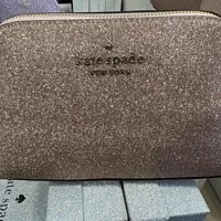 [S] KATE SPADE K9263 TINSEL GLITTER FABRIC SMALL COSMETIC MAKEUP CASE,ROSEGOLD, 196021187438 (SKS393)