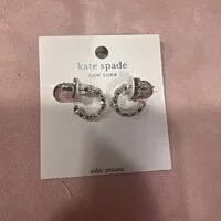 [S] KATE SPADE KA223 STARRING STAR HUGGIES EARRINGS,CLEAR/SILVER, 196021195921 (SKS402)