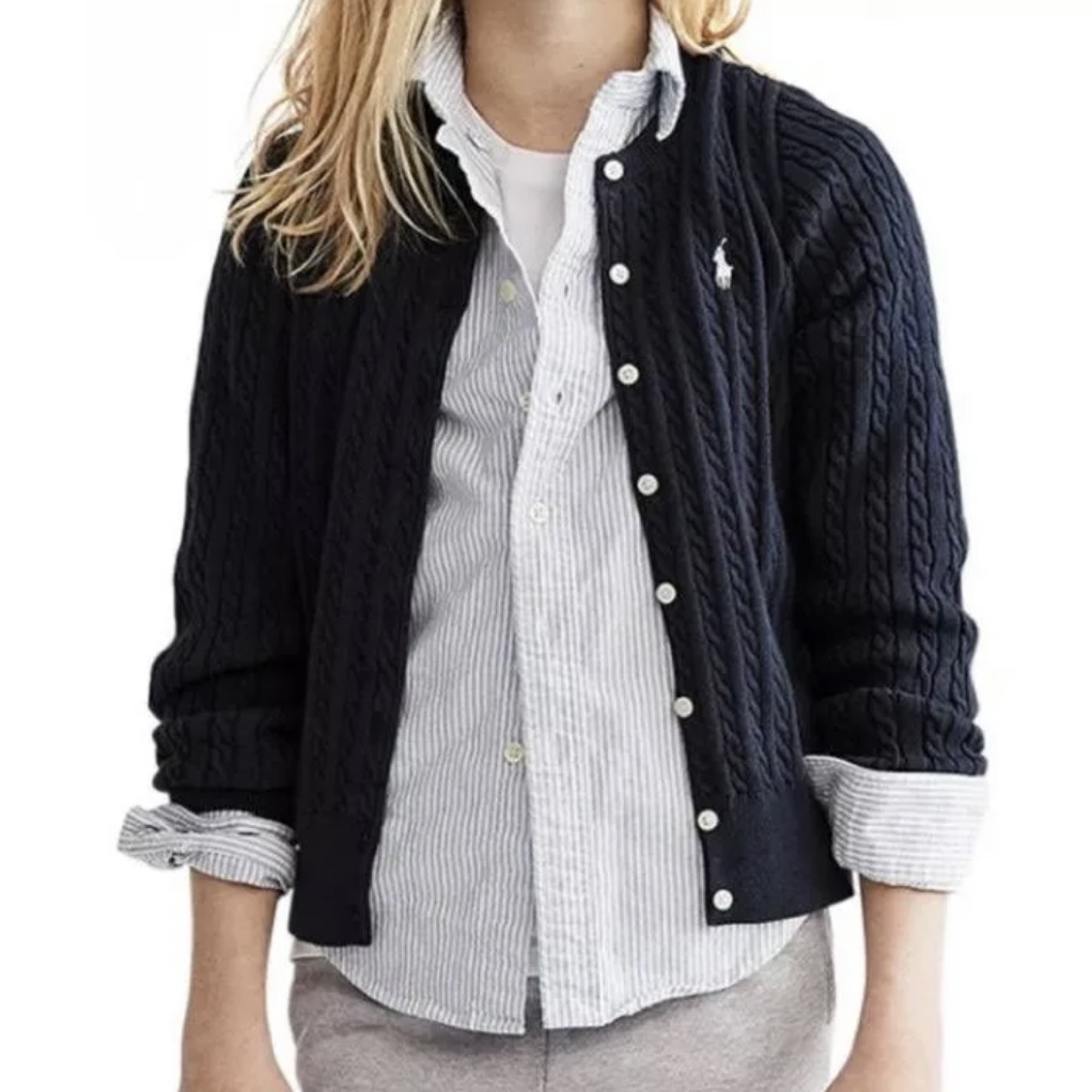 [特價] Ralph Lauren - 麻花開胸冷衫*大童款