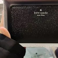 [S] KATE SPADE K9254 TINSEL GLITTER FABRIC BOXED COMPACT BIFOLD WALLET,BLACK, 196021187360 (SKS403)