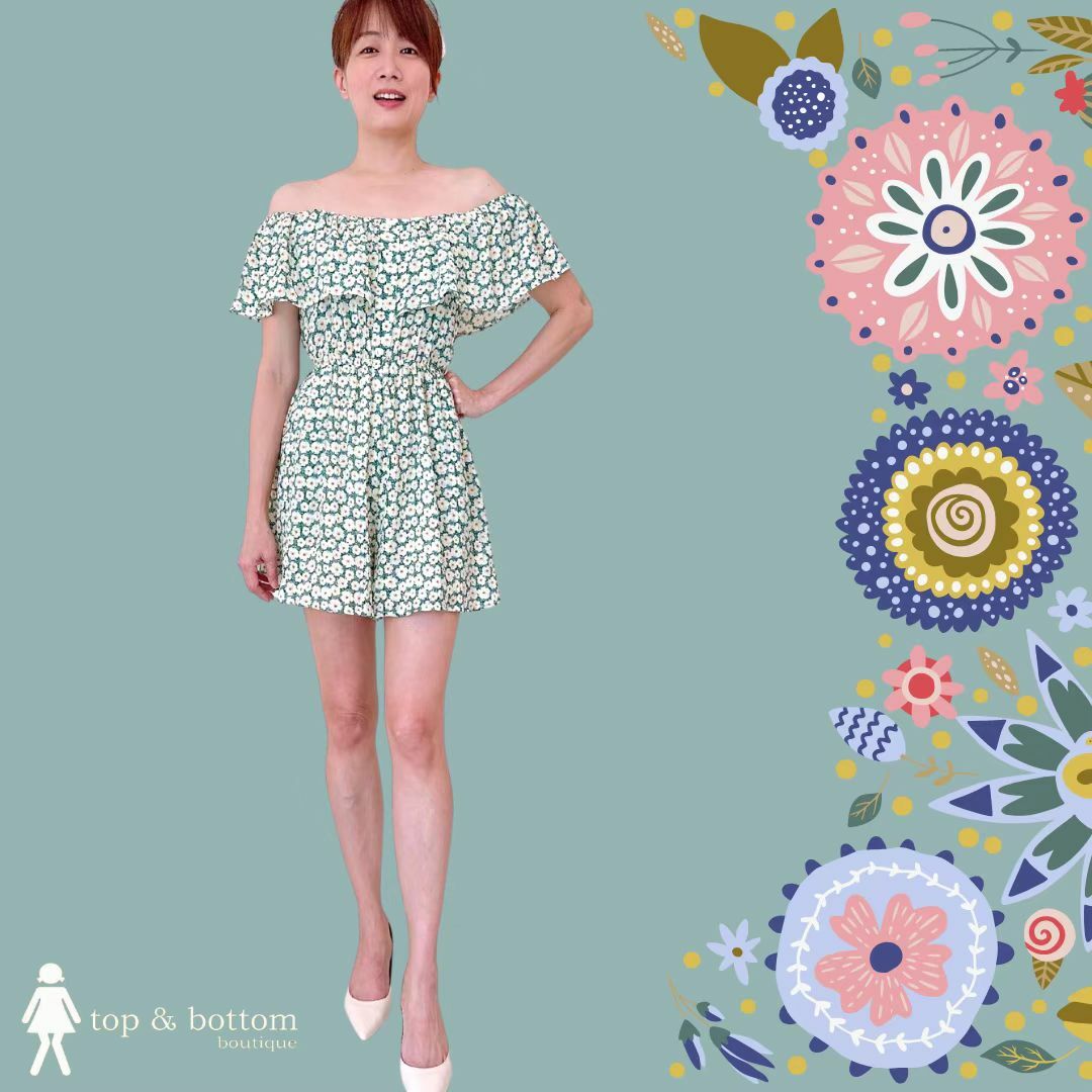 OFF SHOULDER FLORAL SHORT JUMPSUIT